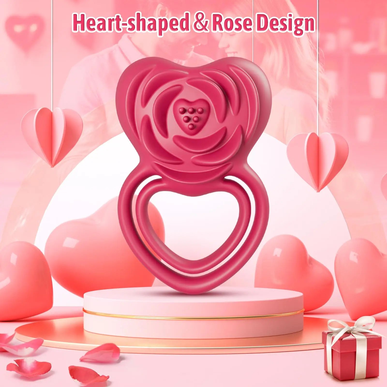 Pleasure-Boosting Vibrating Cock Ring with Rose Stimulation for Him & Her