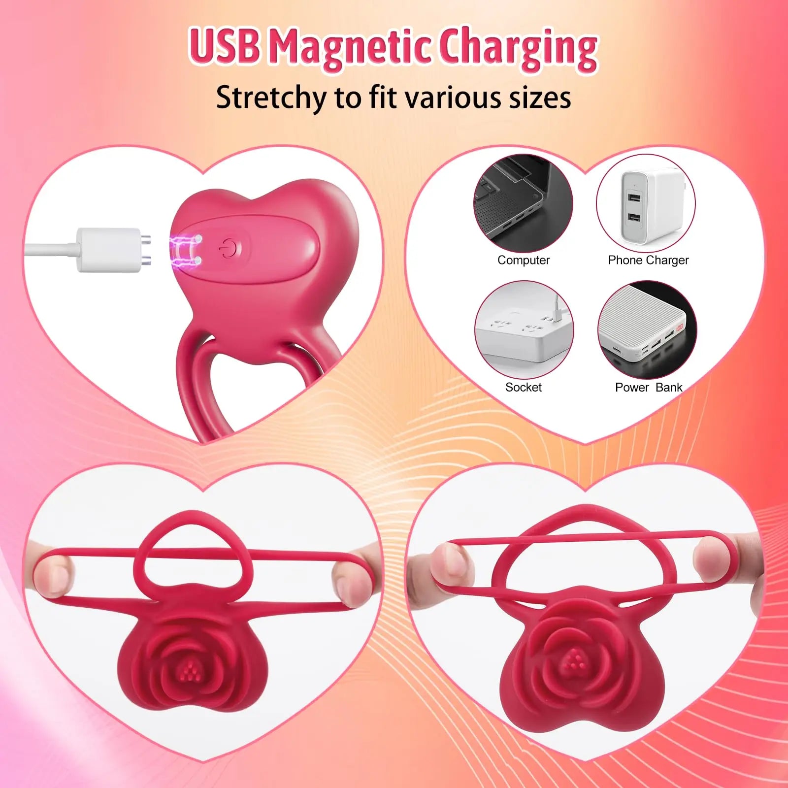Pleasure-Boosting Vibrating Cock Ring with Rose Stimulation for Him & Her