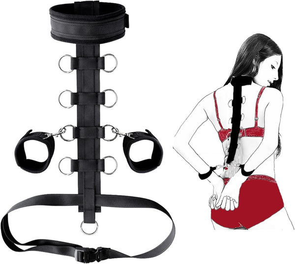 Ultimate bondage set with adjustable collar and handcuffs