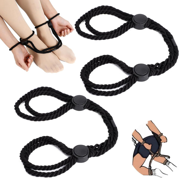 Adjustable Bondage Rope Set for Wrists and Ankles – BDSM Restraints for Couples