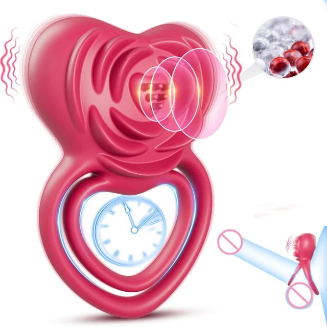 Pleasure-Boosting Vibrating Cock Ring with Rose Stimulation for Him & Her