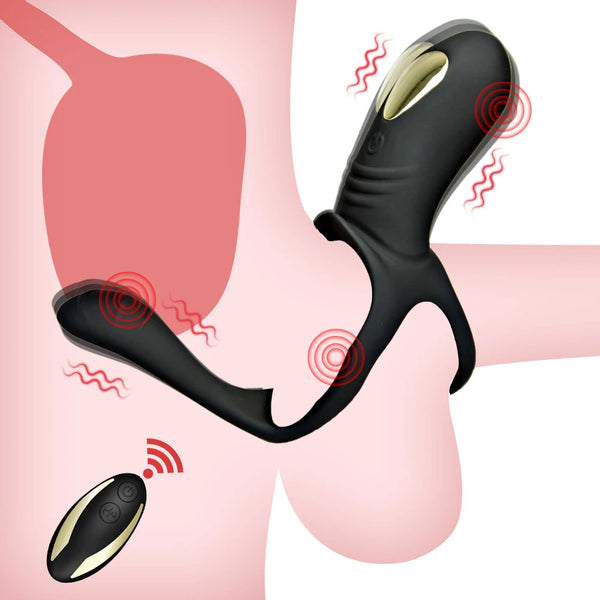 Vibrating Penis Ring with Clitoral and G-Spot Stimulation for Couples