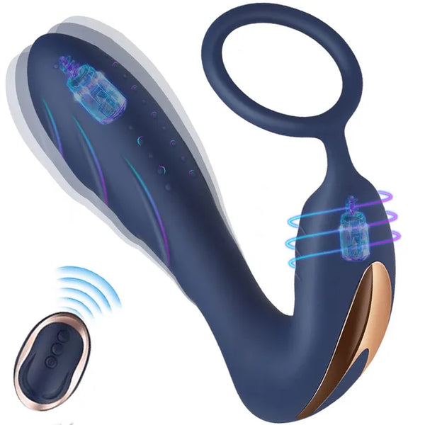 Prostate Vibrator with Cock Ring - Silicone G-Spot Stimulator