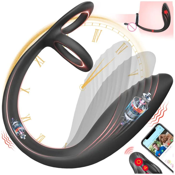 App-Controlled Prostate Massager with Cock Ring and Anal Plug