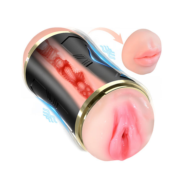 Automatic Dual Entry Male Masturbator with 10 Vibration Modes and Realistic 3D Texture