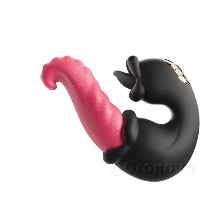 Dual Rose Vibrator with Thrusting Shaft and Licking Tongue