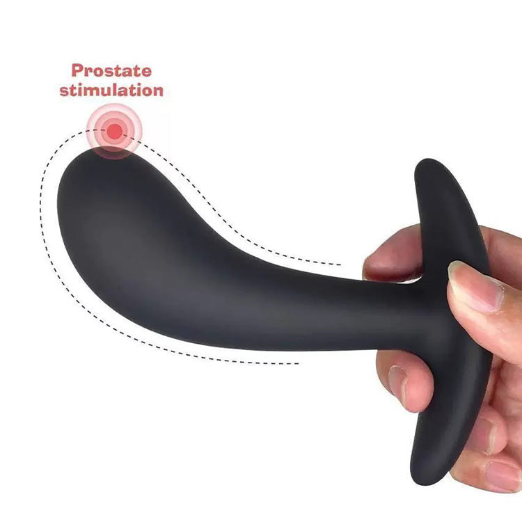 Flared Base Silicone Curved Tip Butt Plug Set (3 Pieces)