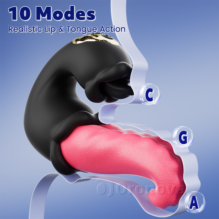 Dual Rose Vibrator with Thrusting Shaft and Licking Tongue
