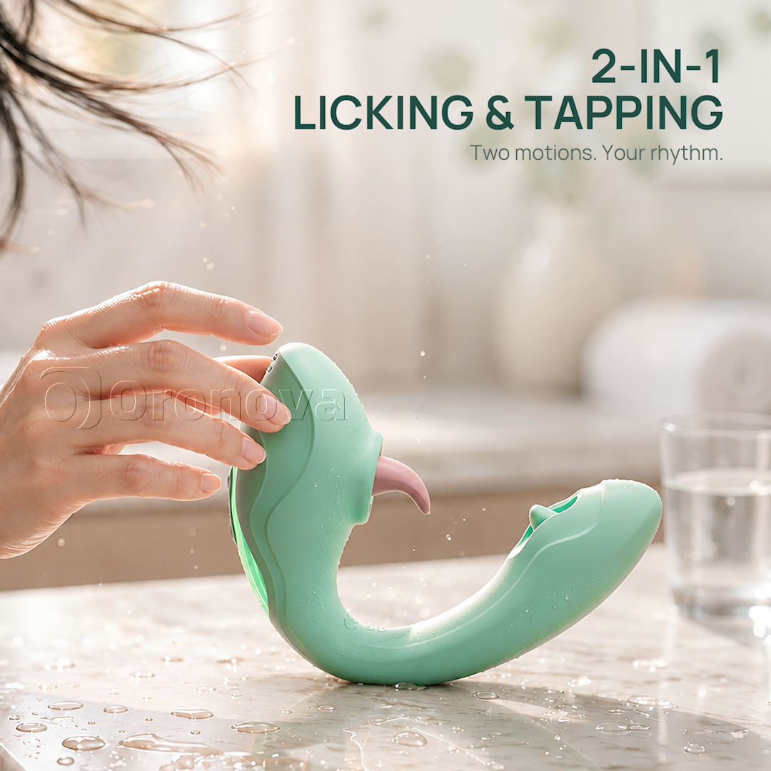 Tongue & Tapping 2-in-1 Vibrator – Licking Clitoral Stimulation 7 Licking& 7 Tapping Modes