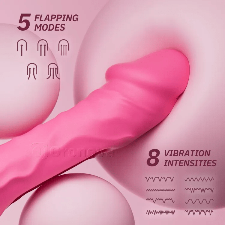 Thrusting Dildo Vibrator with Flapping and Vibrating Features