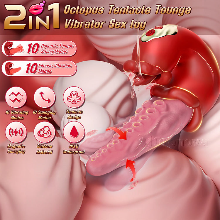 2-in-1 Octopus Vibrator with Tongue Tease – 10 Vibration Modes