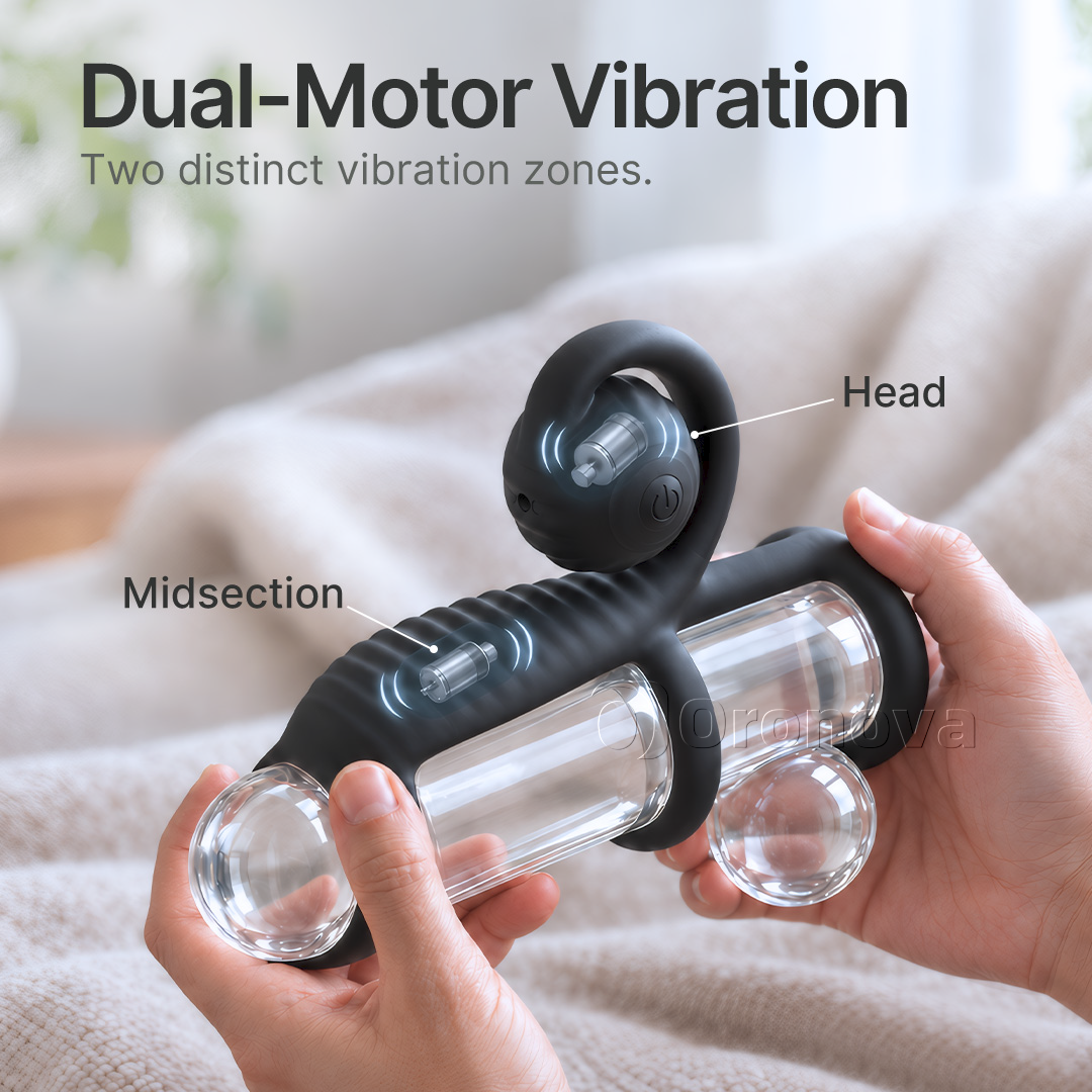 Three Ring Design Dual Vibration Remote Control Rounded Vibration Head