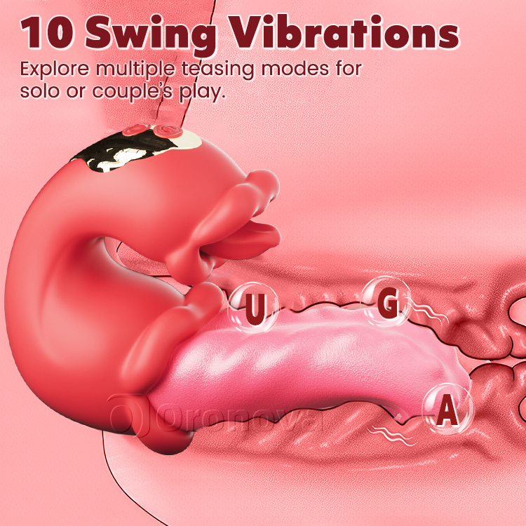 Twin Rose Thrusting G Spot Vibrator - Tongue Teasing & Vibrating