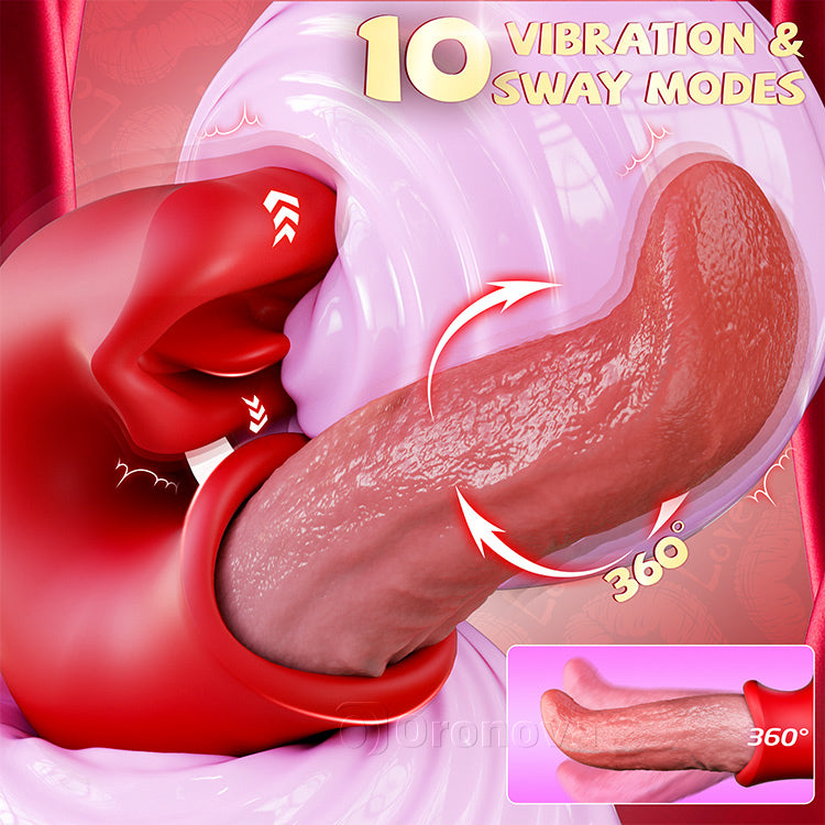 3-in-1 Dildo Vibrator – Rose Toy with G-Spot, Clit & Tongue Action