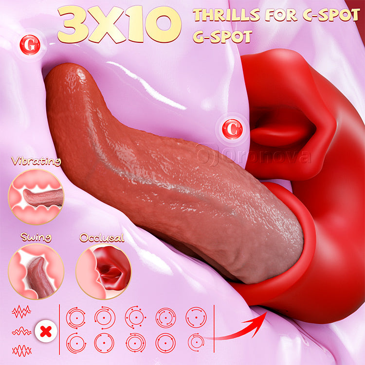3-in-1 Dildo Vibrator – Rose Toy with G-Spot, Clit & Tongue Action