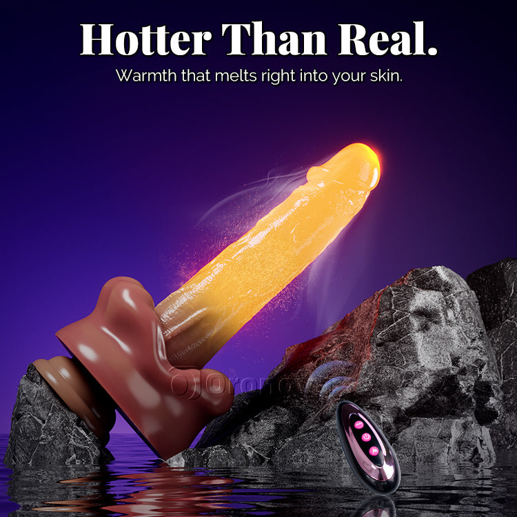 9-Inch Mouth Vibrating Dildo with Heat & Remote