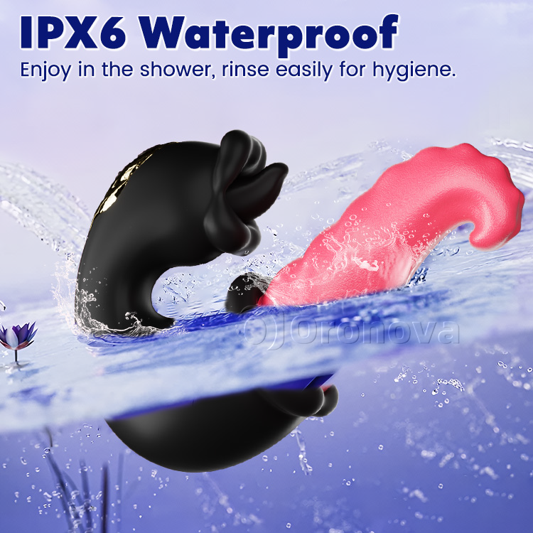 Dual Rose Vibrator with Thrusting Shaft and Licking Tongue