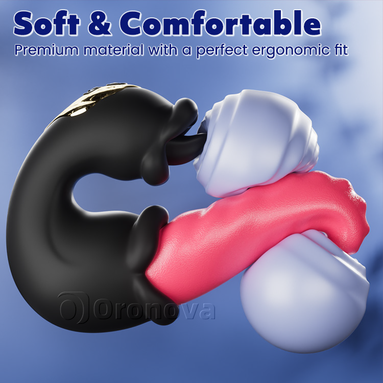 Dual Rose Vibrator with Thrusting Shaft and Licking Tongue