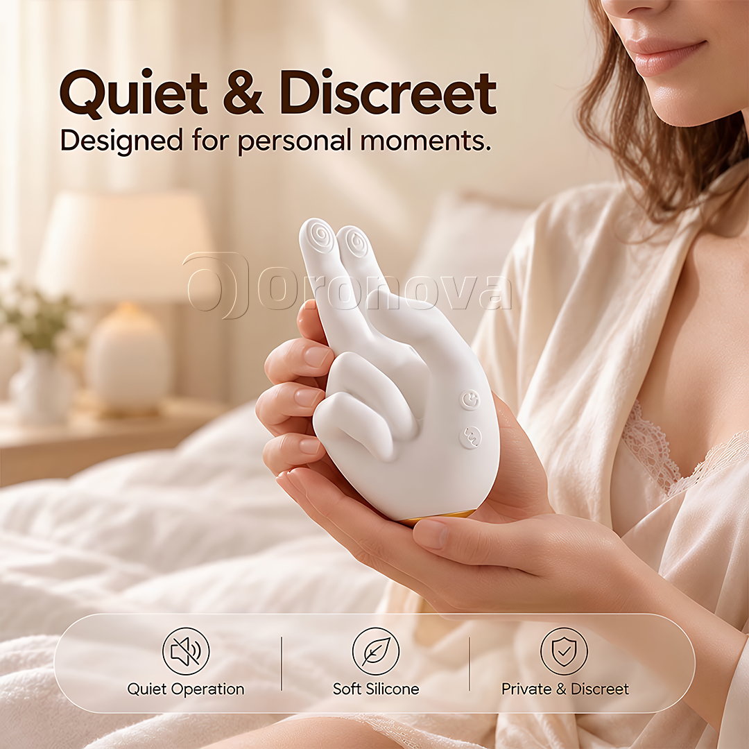 Hand-Shaped Warming Vibrator–10 Vibration Modes,10Tapping Patterns & Dual-Finger Stimulation