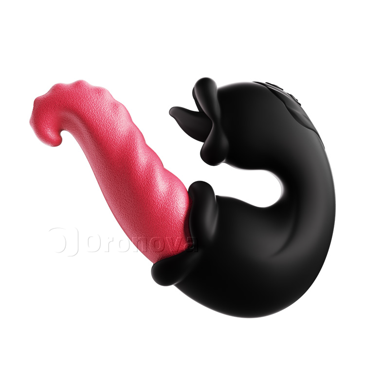 Dual Rose Vibrator with Thrusting Shaft and Licking Tongue