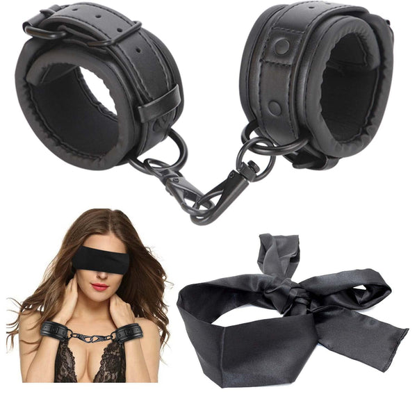 BDSM Restraint Kit – Adjustable Handcuffs & Blindfold for Intimate Bondage Play