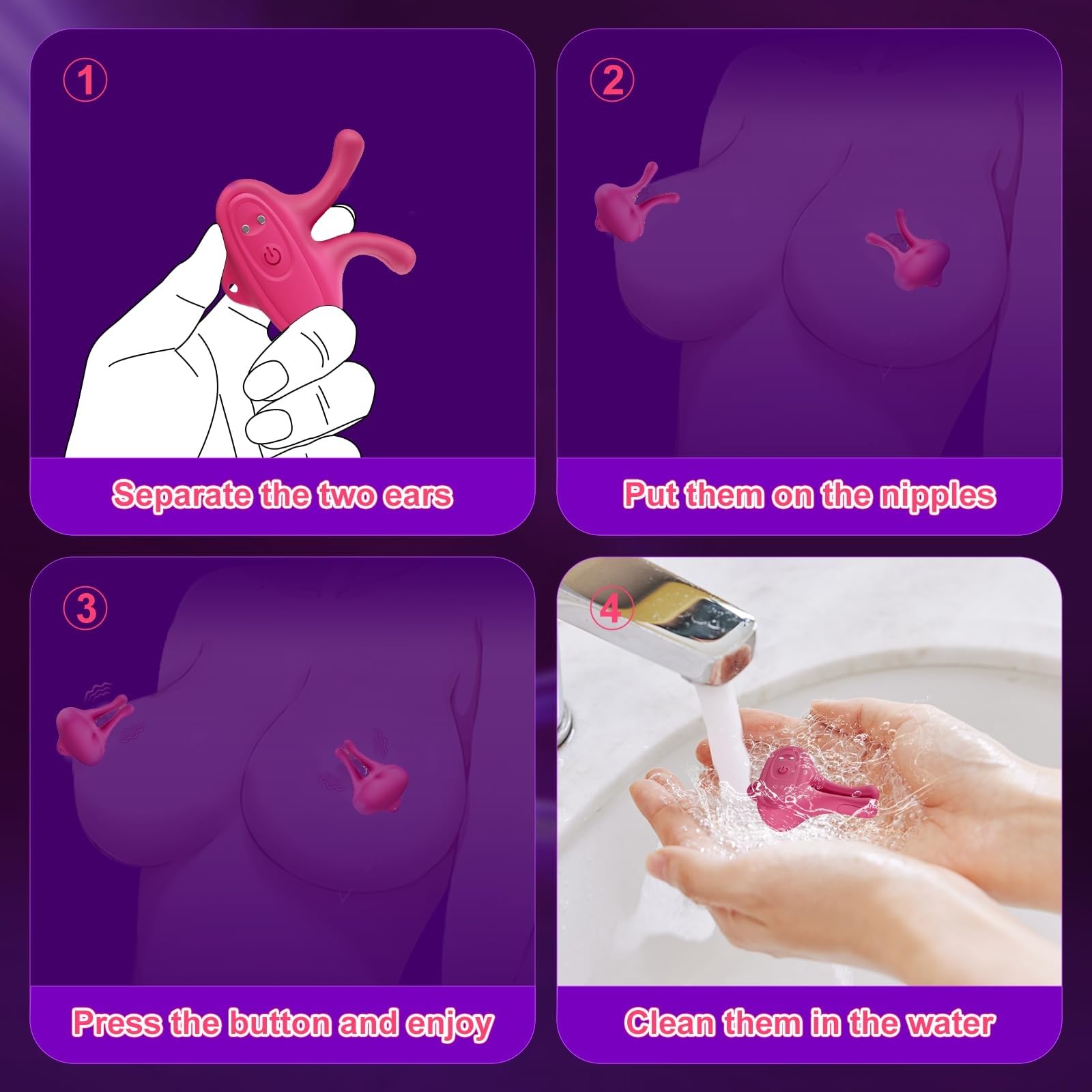 Vibrating Nipple Clamps – 9-Mode Nipple Stimulator for Women