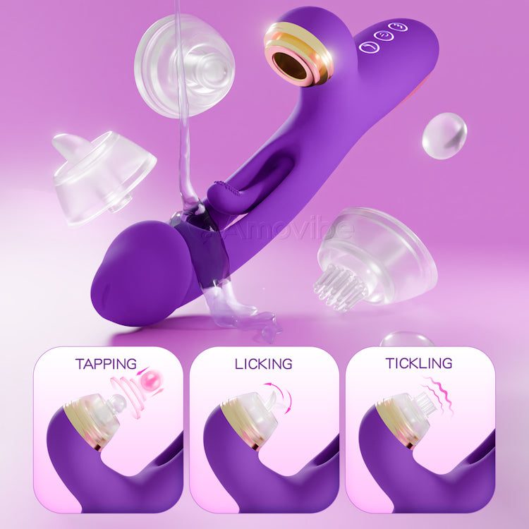 Flapping G-Spot Vibrator with Silicone Sleeves for Tapping, Tickling & Licking